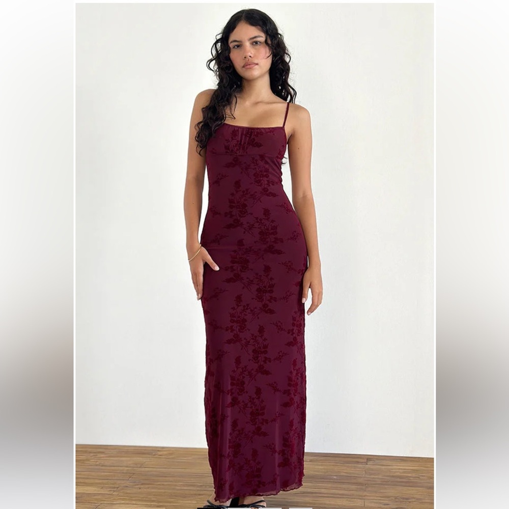 NWT Motel Rocks Darsih Maxi Dress Size L In Botanical Flower Maroon never worn